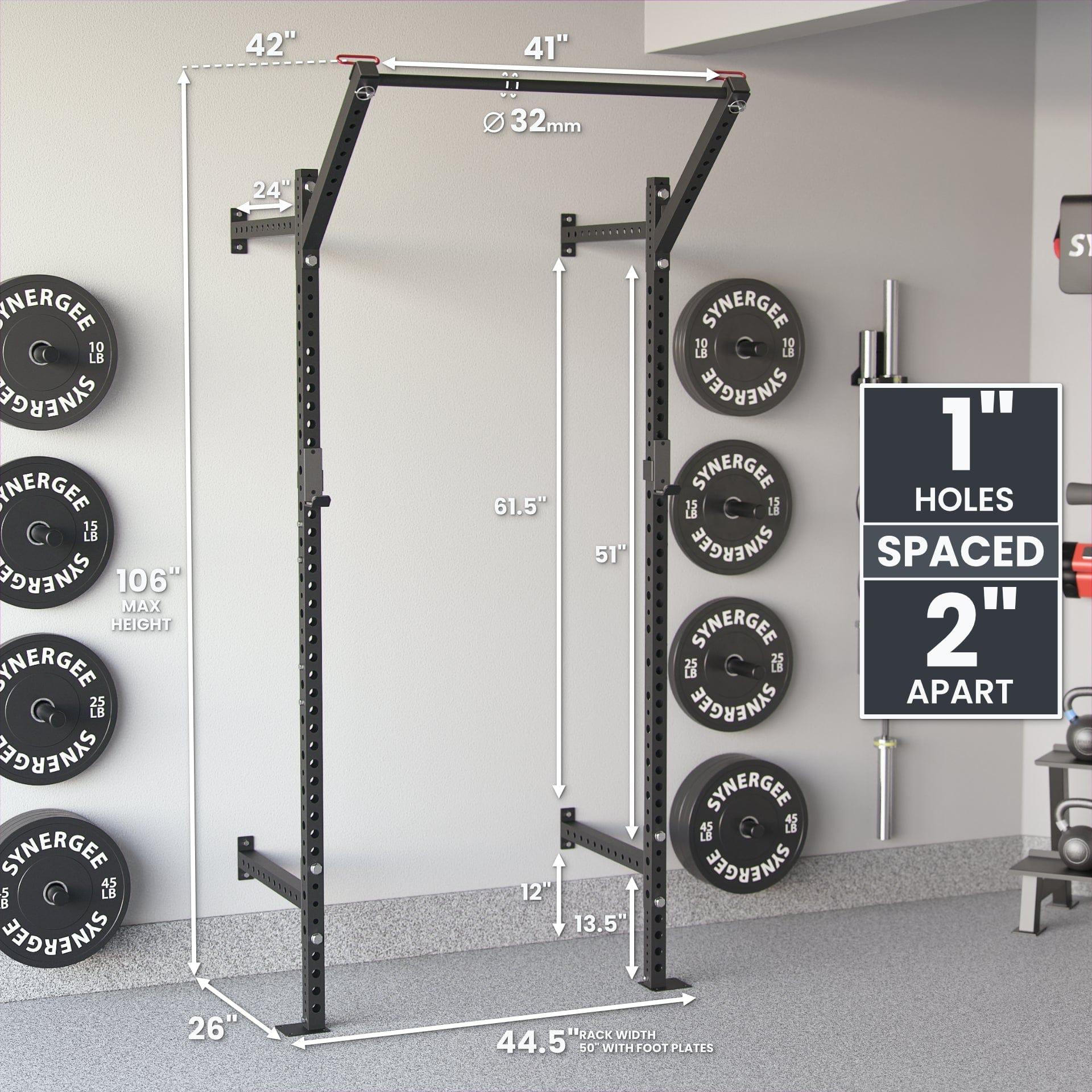Synergee 2200 Series Wall Mounted Squat Rack - Grit Grind Strength