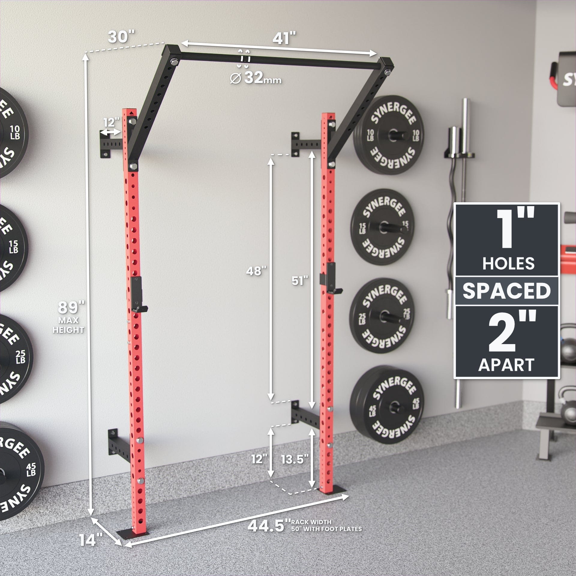 Synergee 2200 Series Wall Mounted Squat Rack - Grit Grind Strength