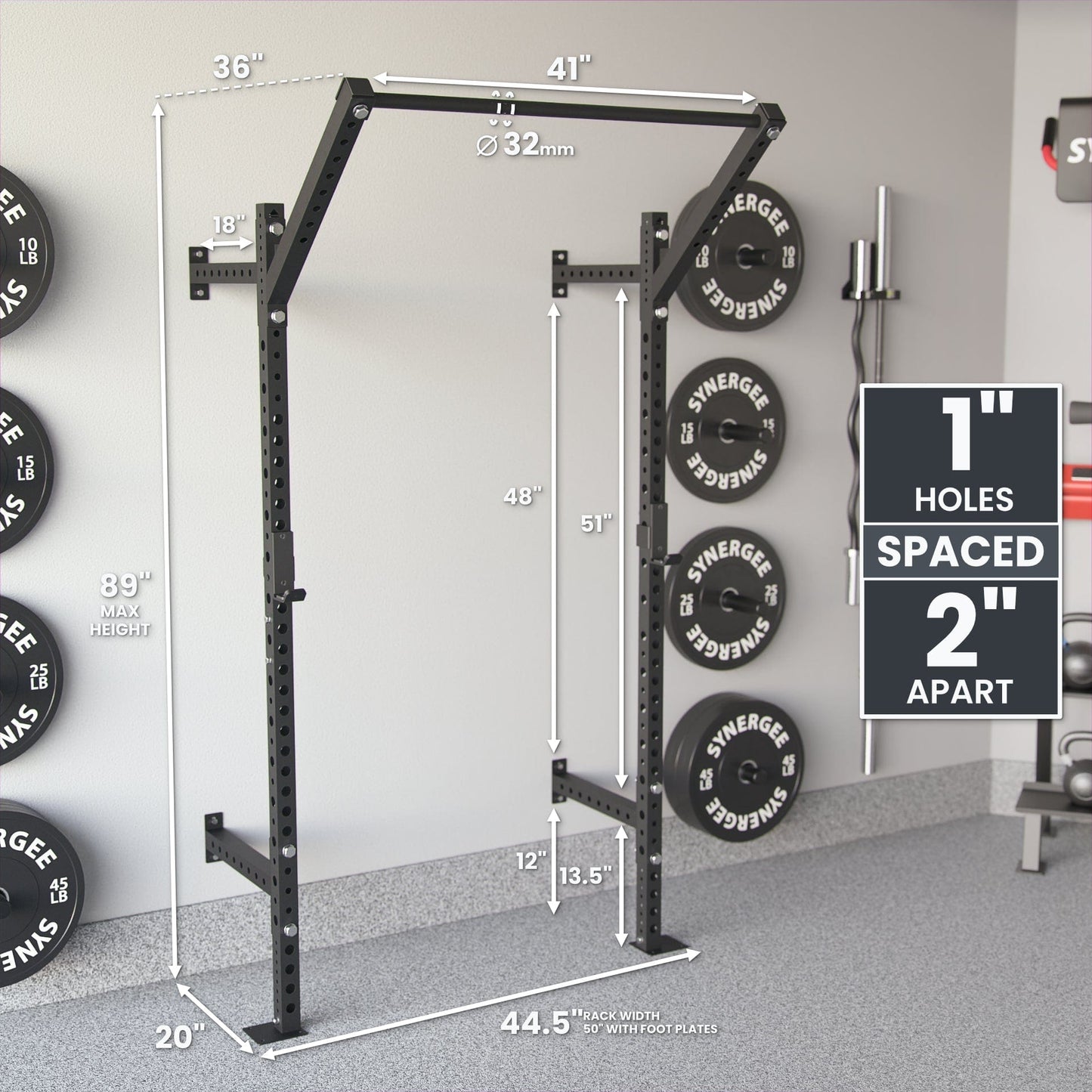 Synergee 2200 Series Wall Mounted Squat Rack - Grit Grind Strength