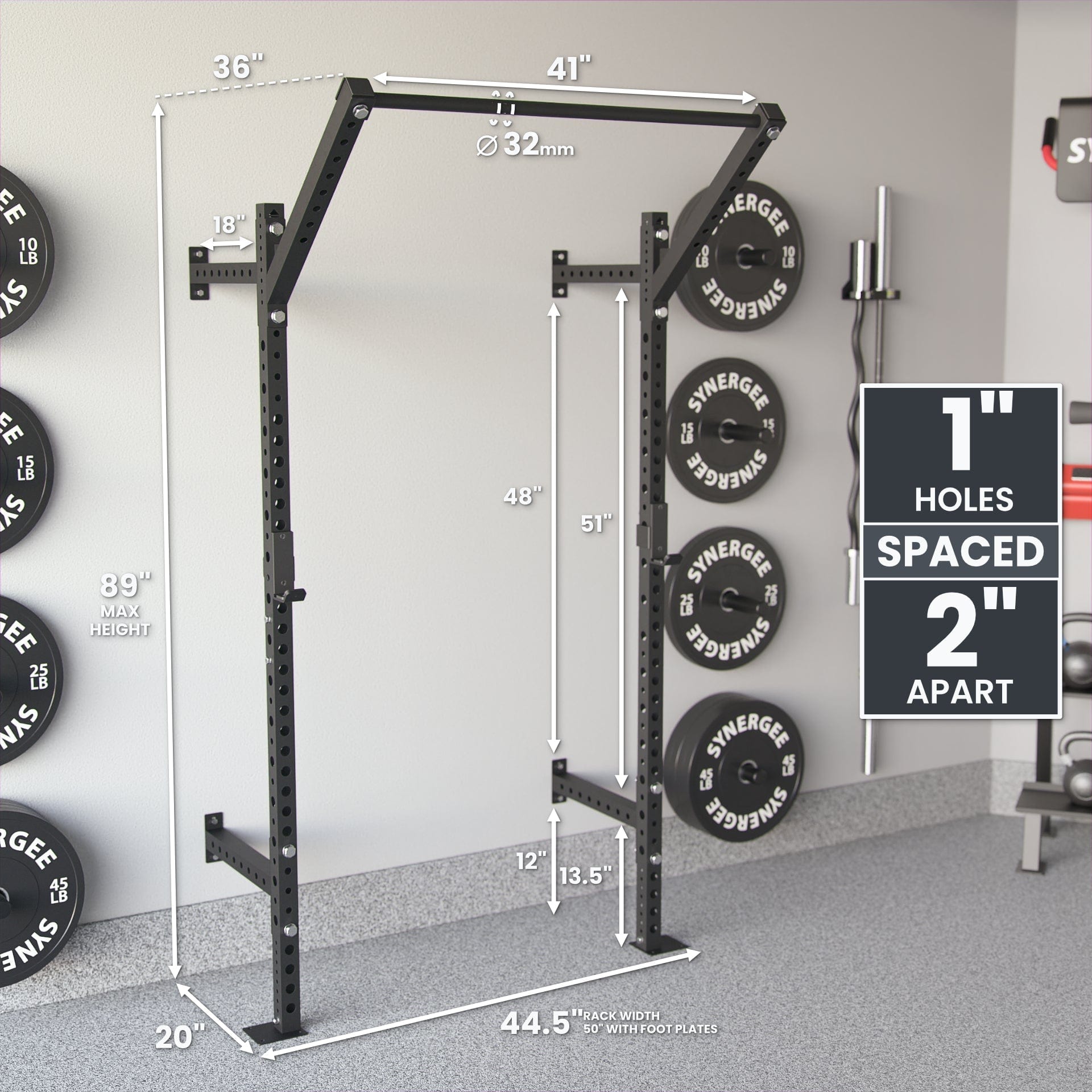 Synergee 2200 Series Wall Mounted Squat Rack - Grit Grind Strength