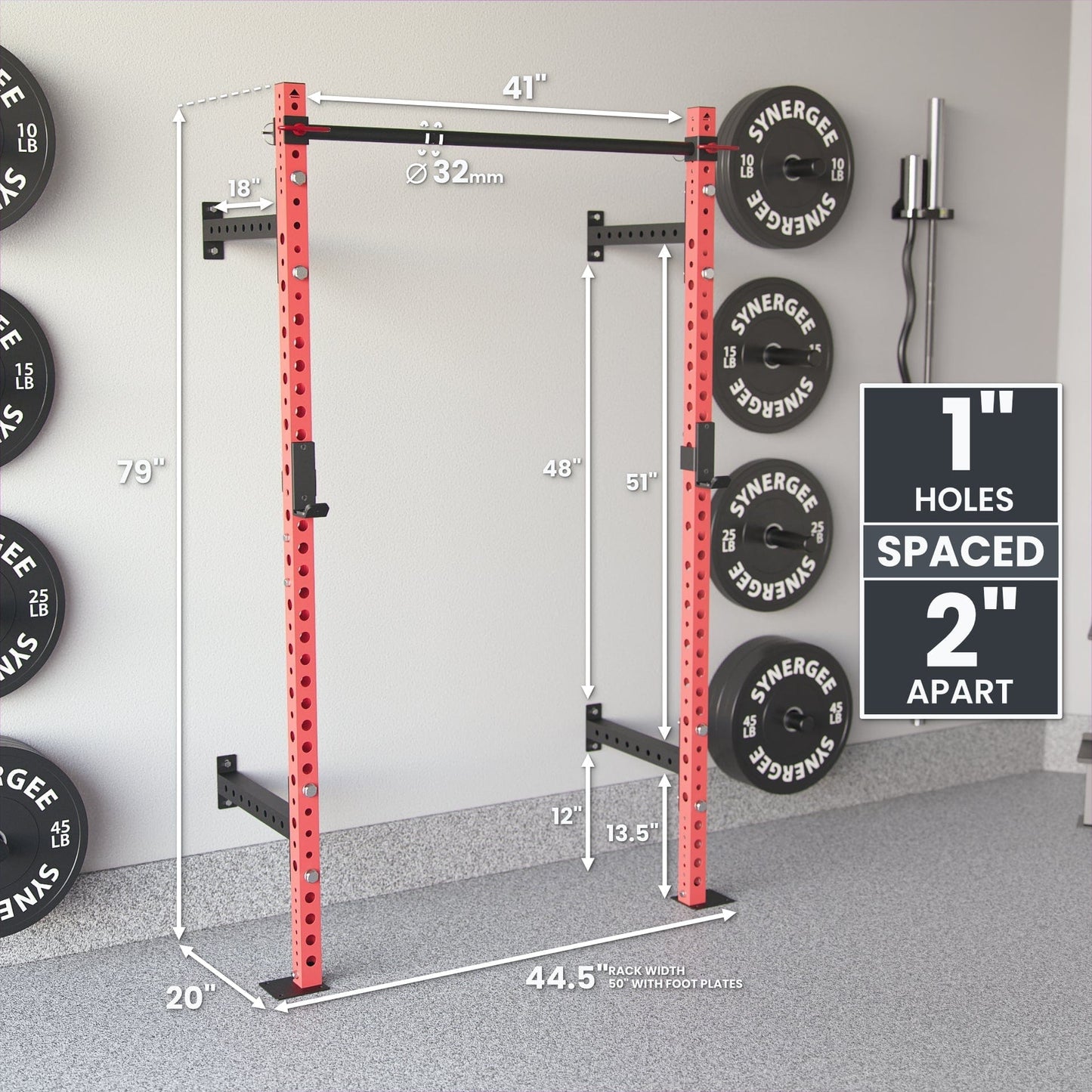 Synergee 2200 Series Wall Mounted Squat Rack - Grit Grind Strength