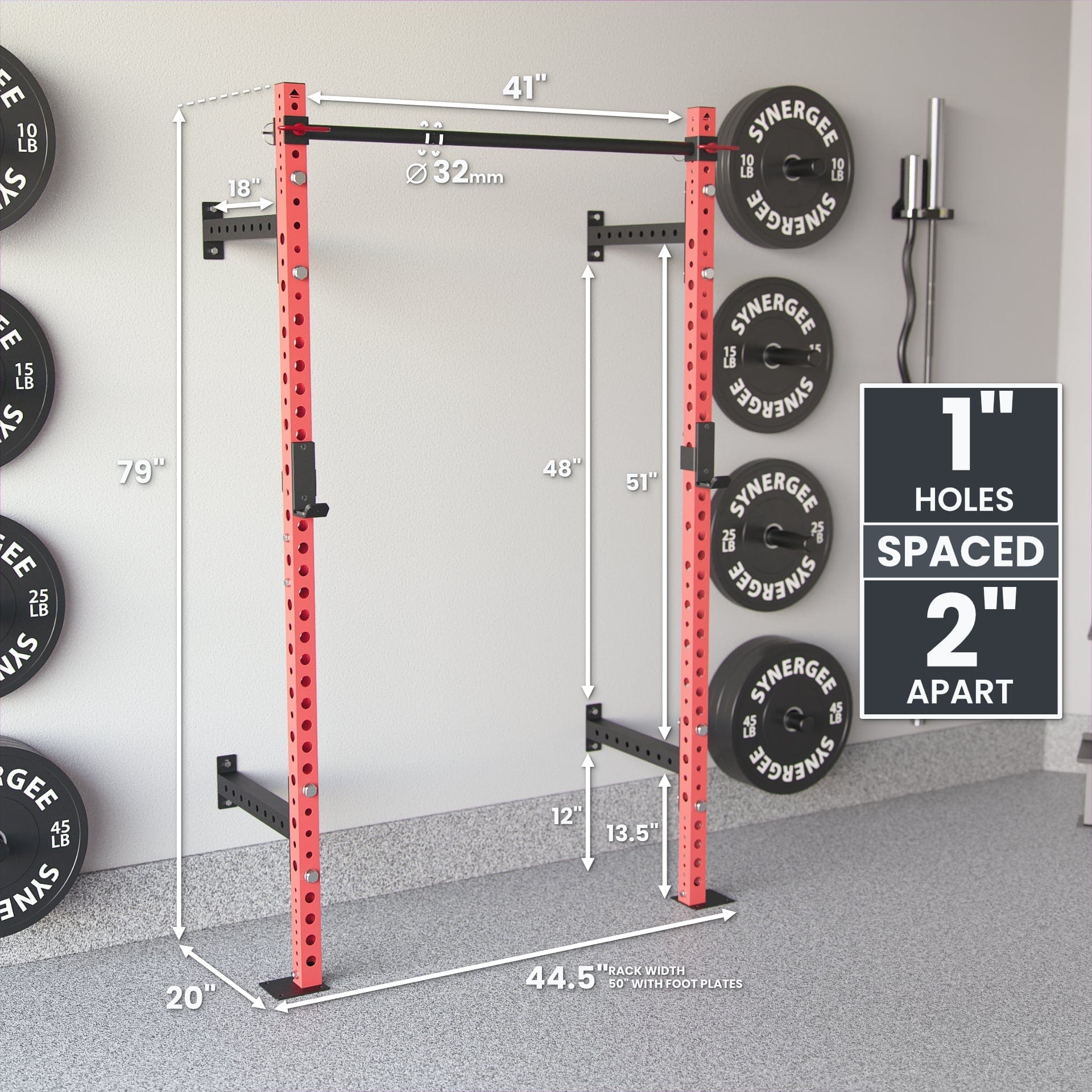 Synergee 2200 Series Wall Mounted Squat Rack - Grit Grind Strength