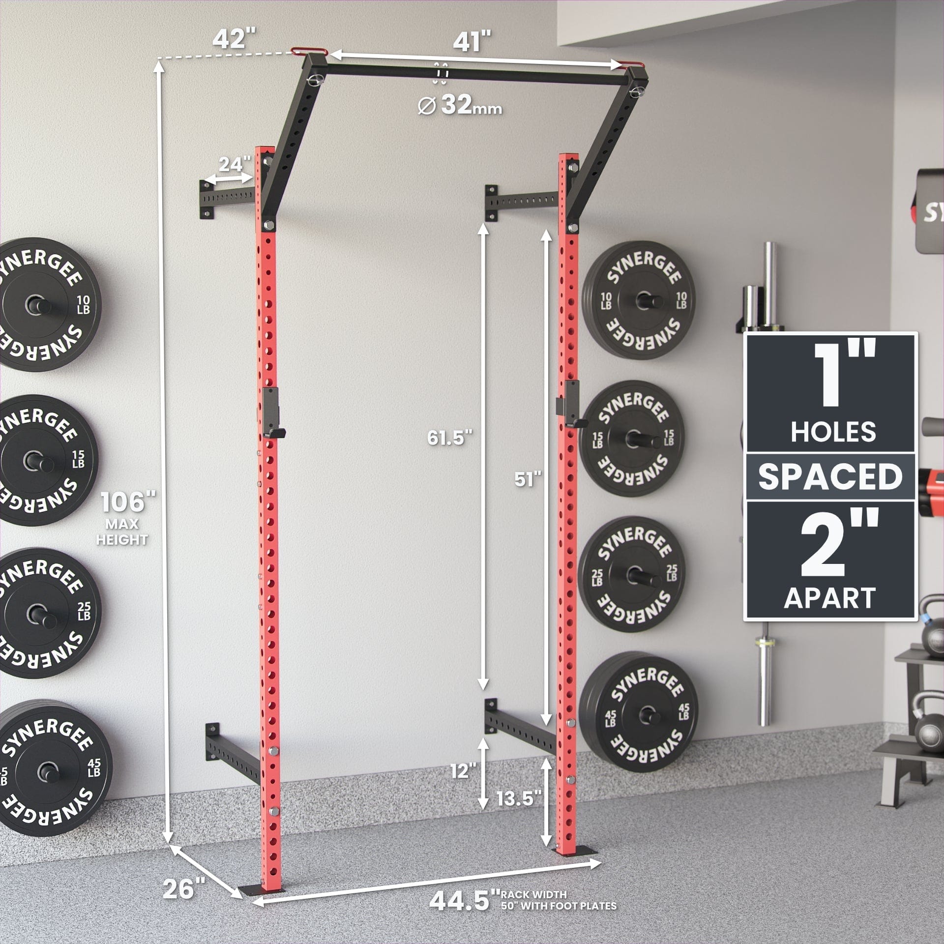 Synergee 2200 Series Wall Mounted Squat Rack - Grit Grind Strength