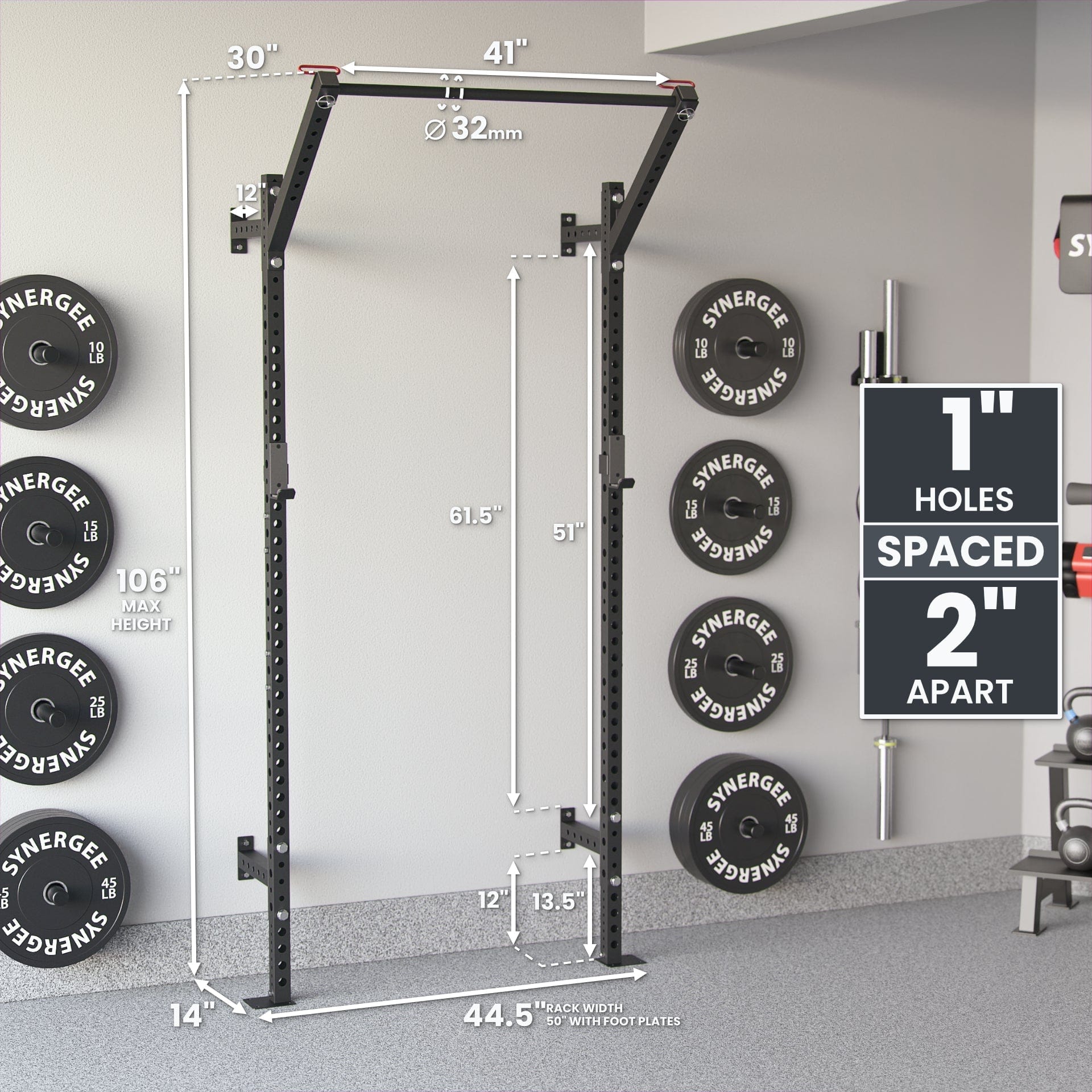 Synergee 2200 Series Wall Mounted Squat Rack - Grit Grind Strength