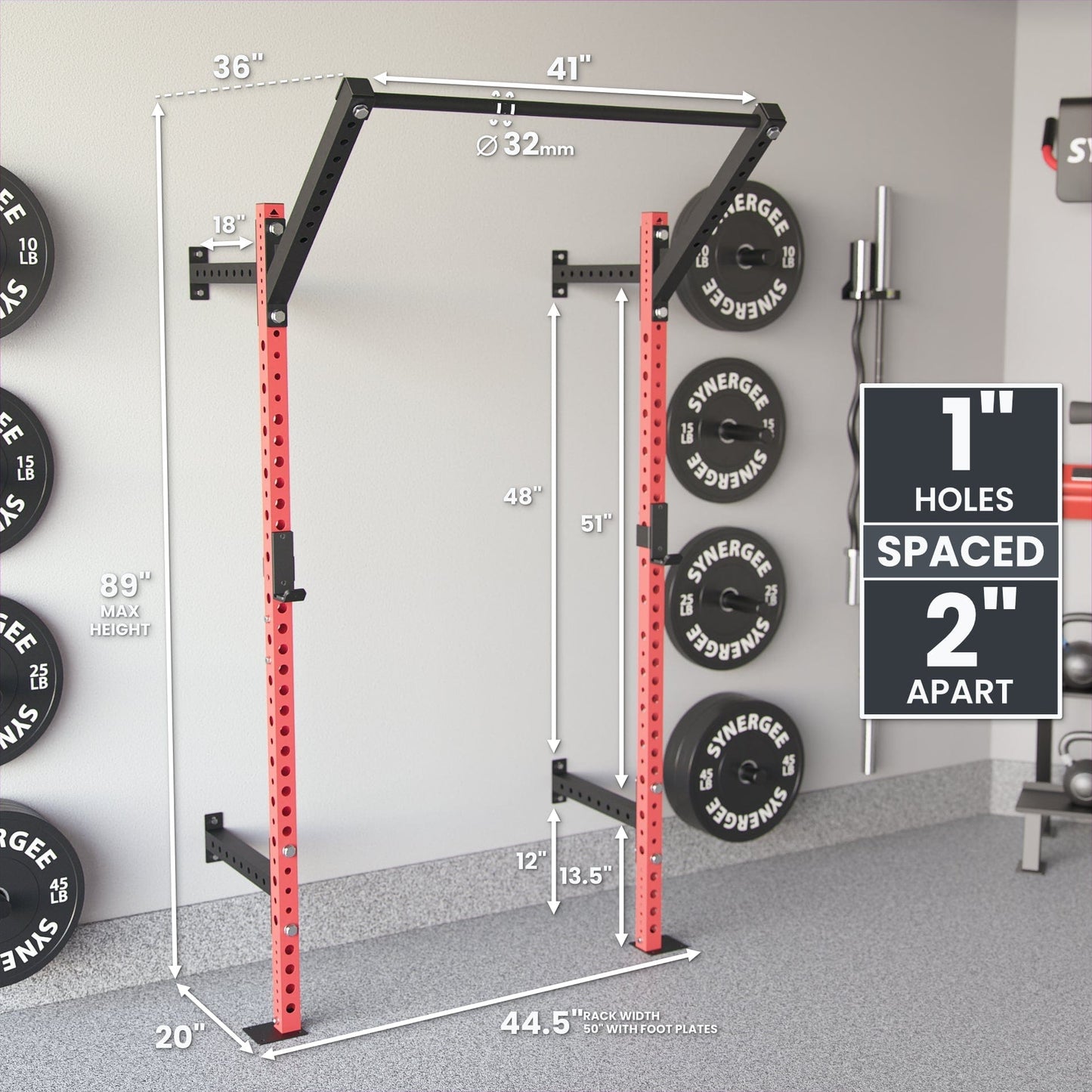 Synergee 2200 Series Wall Mounted Squat Rack - Grit Grind Strength