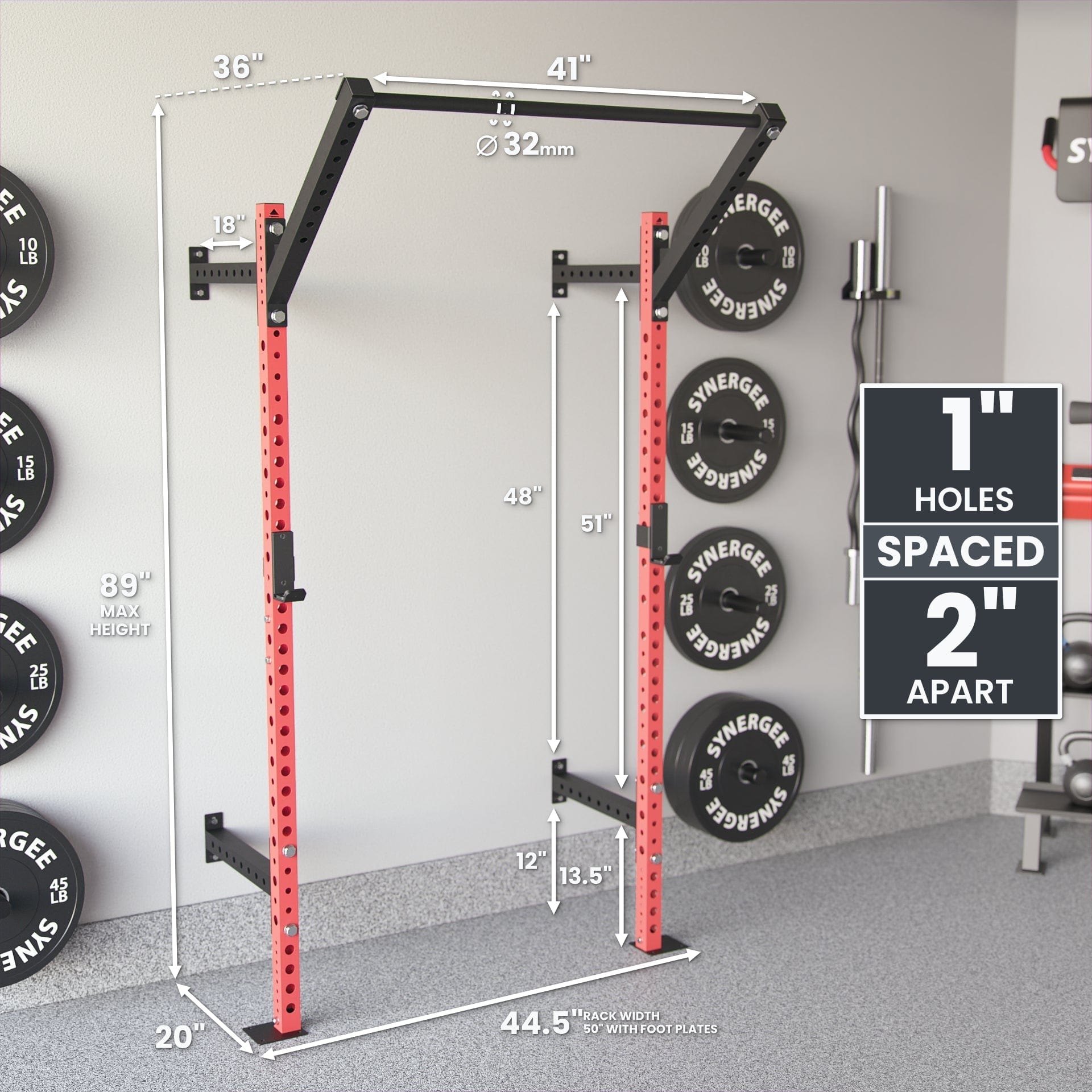 Synergee 2200 Series Wall Mounted Squat Rack - Grit Grind Strength