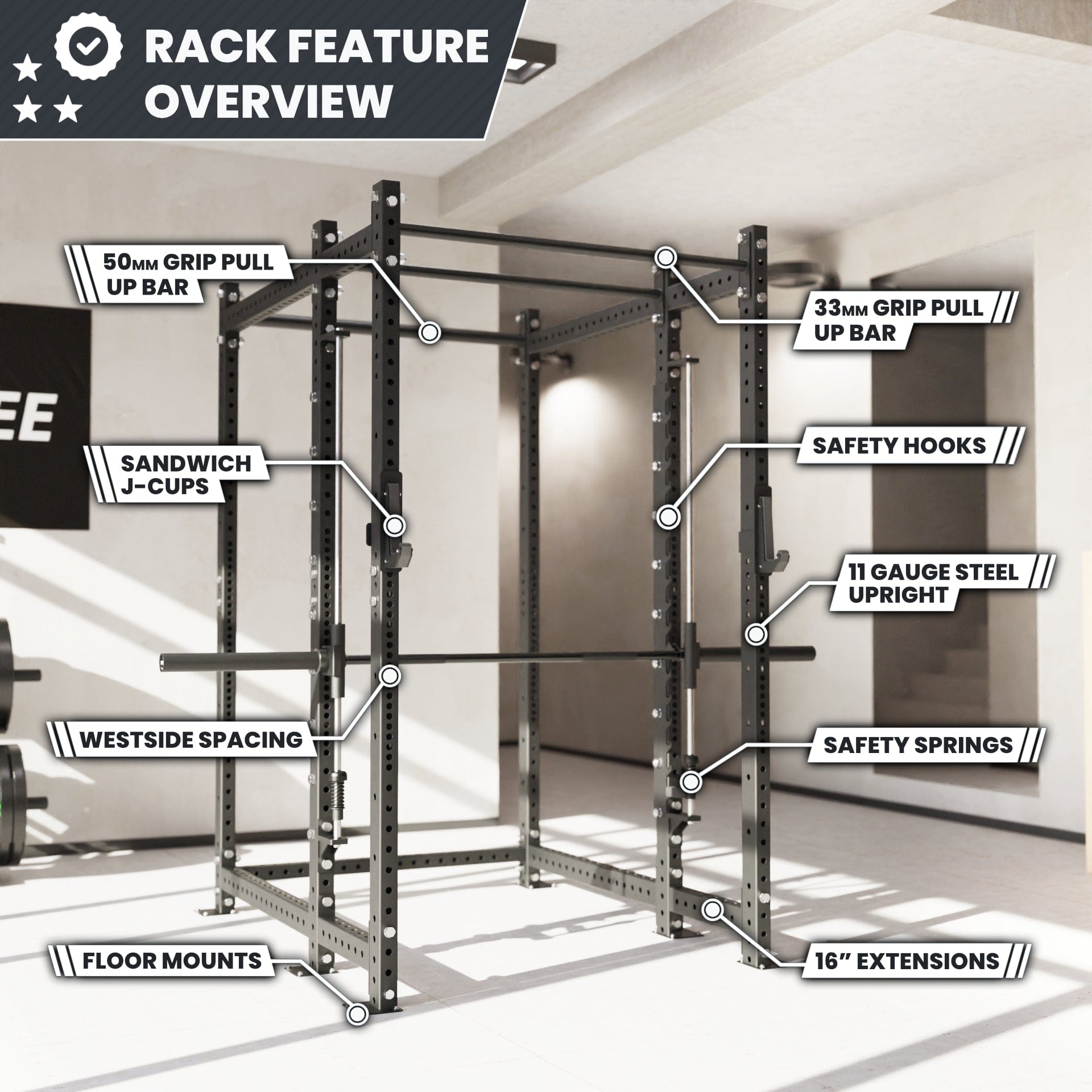 Synergee 2300 Series Power Cage with Smith Machine - Grit Grind Strength