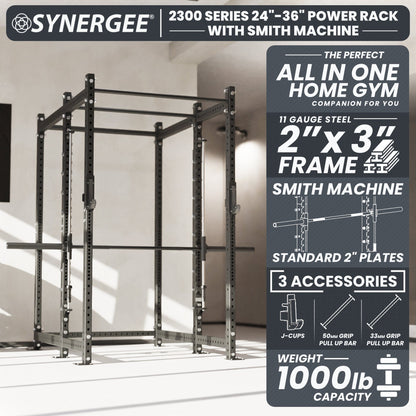 Synergee 2300 Series Power Cage with Smith Machine - Grit Grind Strength