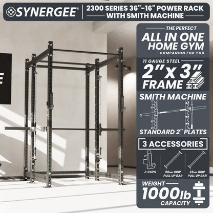 Synergee 2300 Series Power Cage with Smith Machine - Grit Grind Strength