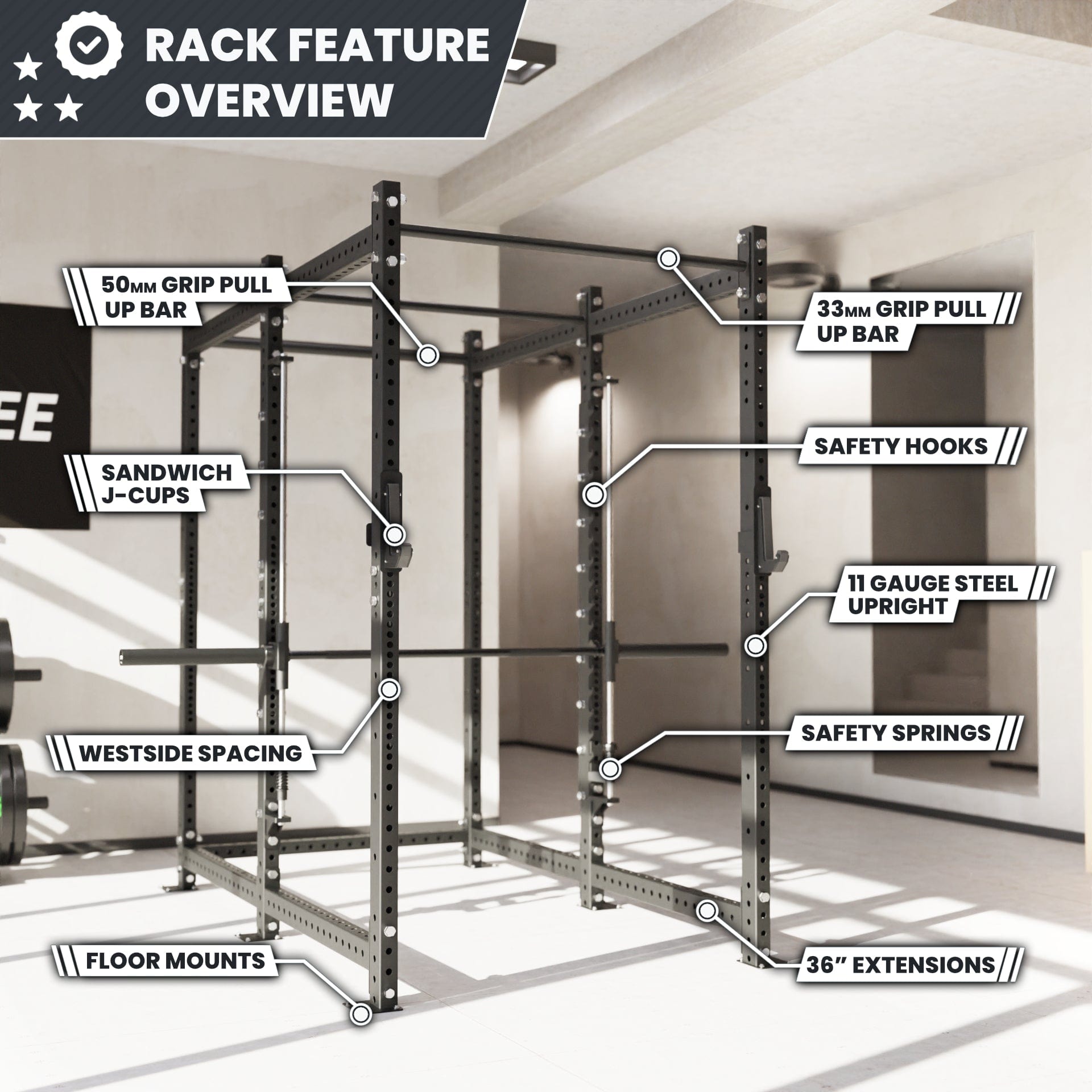 Synergee 2300 Series Power Cage with Smith Machine - Grit Grind Strength