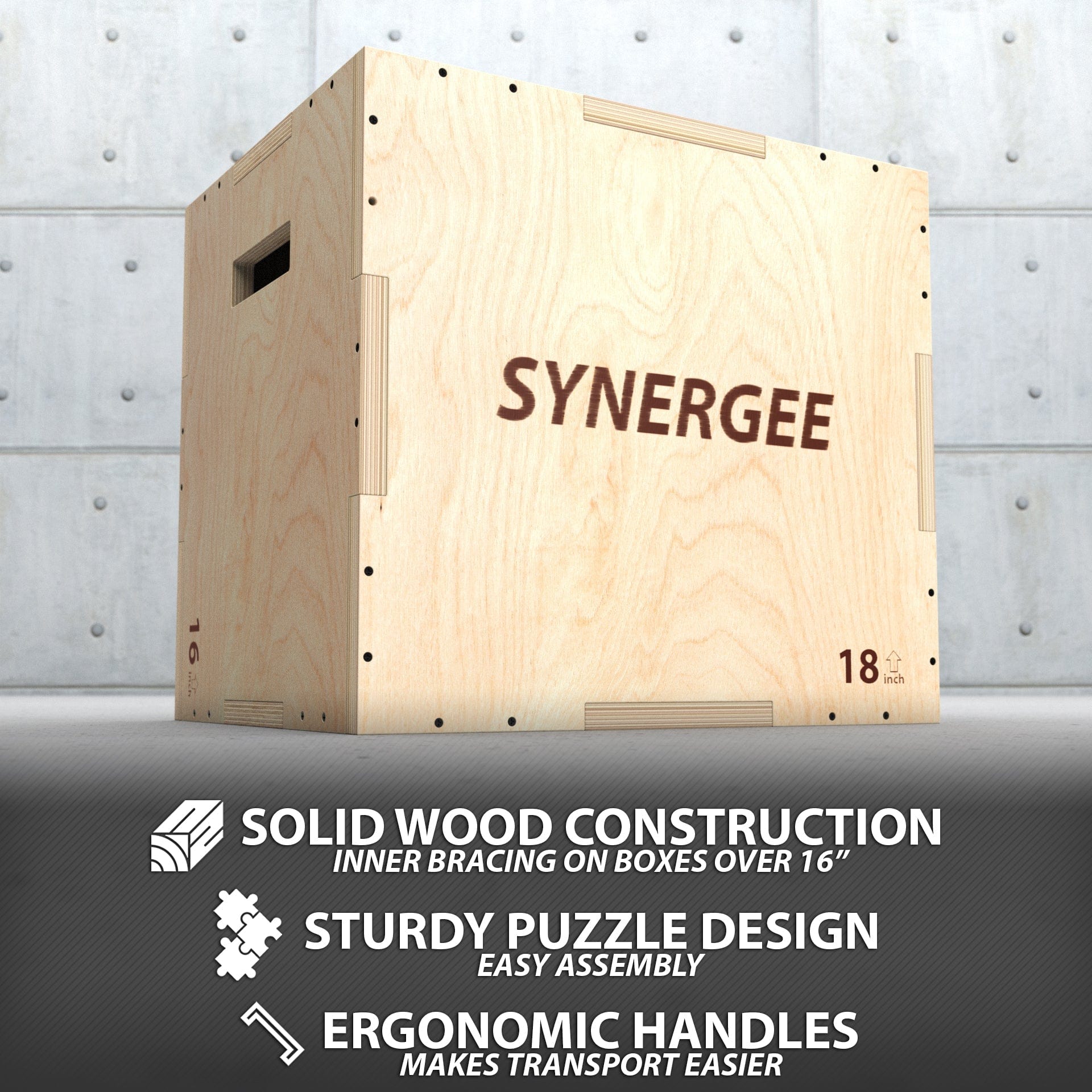 Synergee 3 - in - 1 Wood Plyo Boxes - Grit Grind Strength