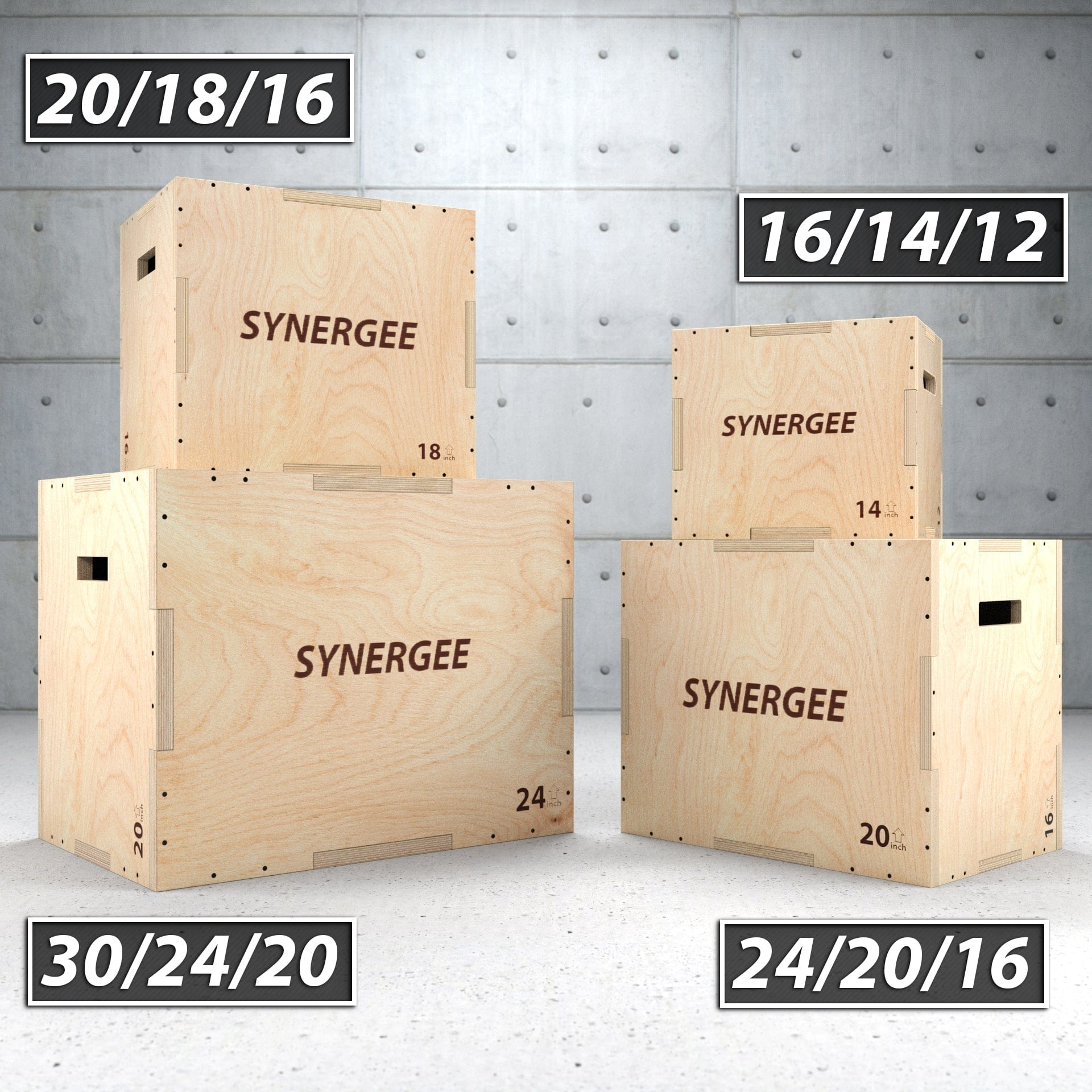 Synergee 3 - in - 1 Wood Plyo Boxes - Grit Grind Strength