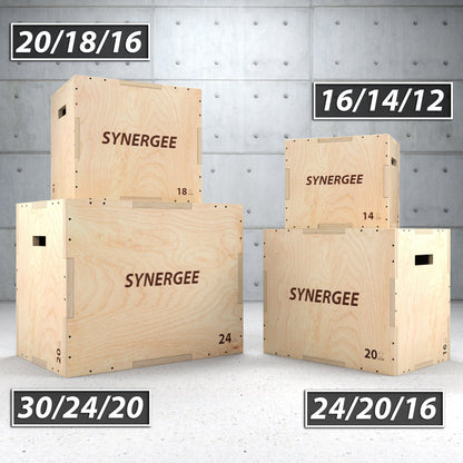 Synergee 3 - in - 1 Wood Plyo Boxes - Grit Grind Strength