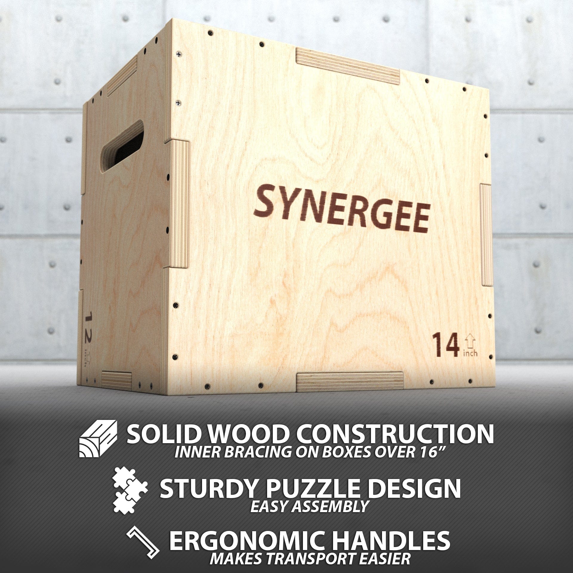 Synergee 3 - in - 1 Wood Plyo Boxes - Grit Grind Strength