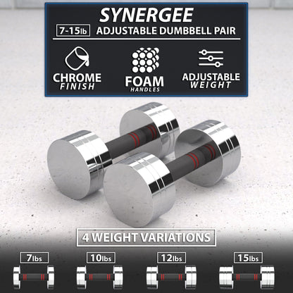 Synergee Adjustable Chrome Dumbbells - Grit Grind Strength