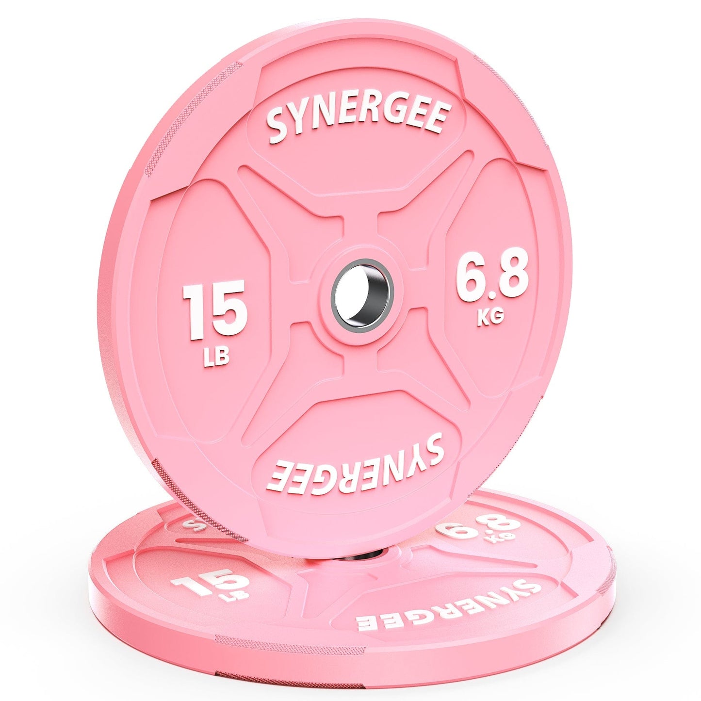 Synergee Bumper Plates 15lb Pair Synergee Pink EZ Grip Bumper Plates