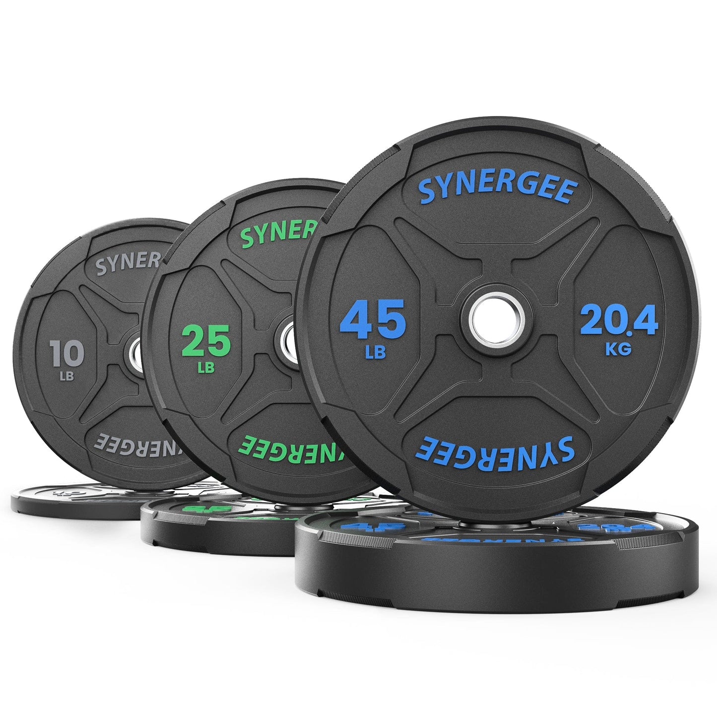 Synergee Bumper Plates 160lb Set Synergee EZ Grip Bumper Plates