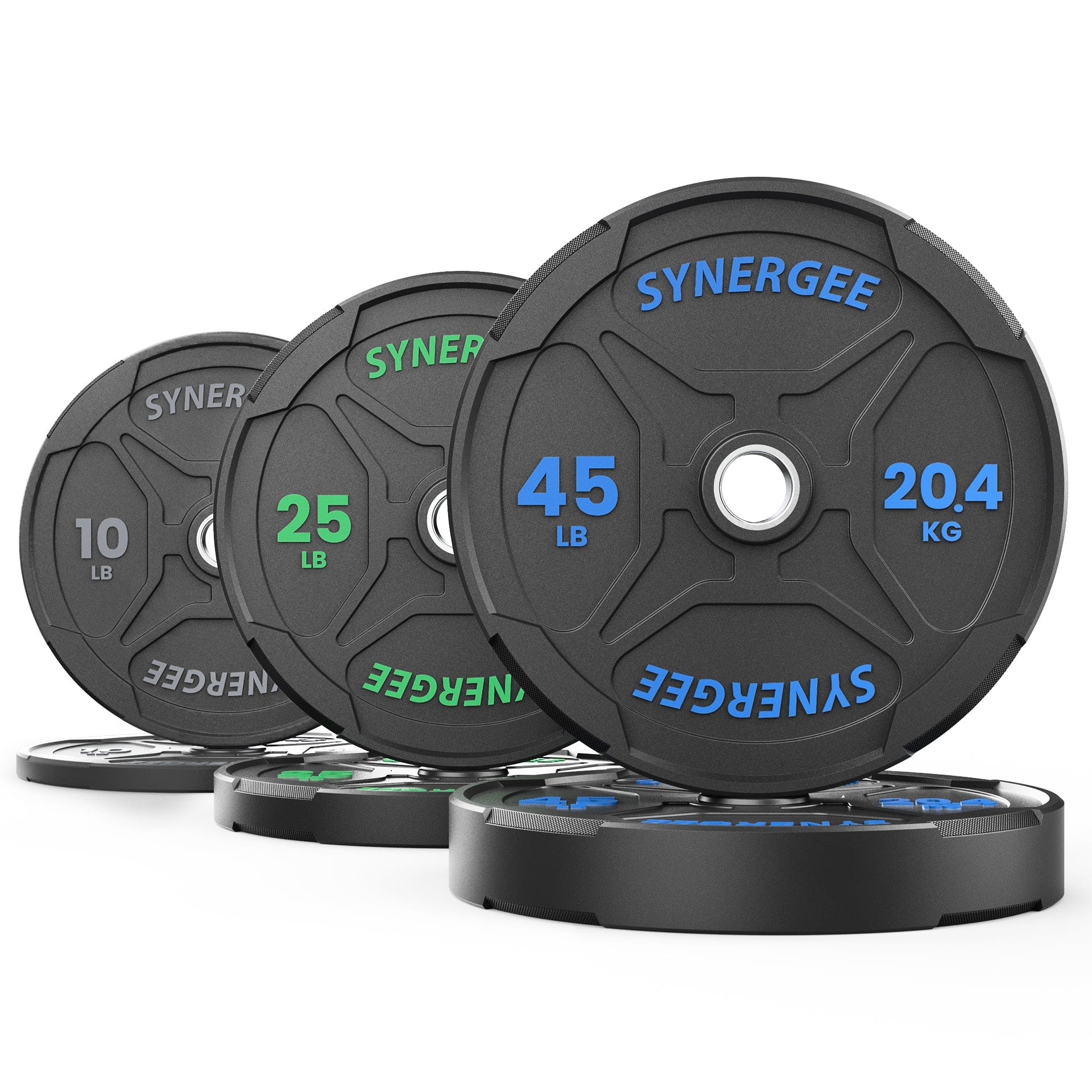Synergee Bumper Plates 160lb Set Synergee EZ Grip Bumper Plates