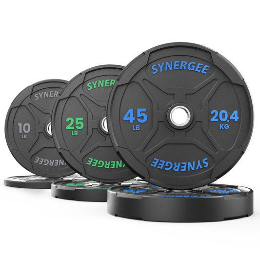 Synergee Bumper Plates 160lb Set Synergee EZ Grip Bumper Plates