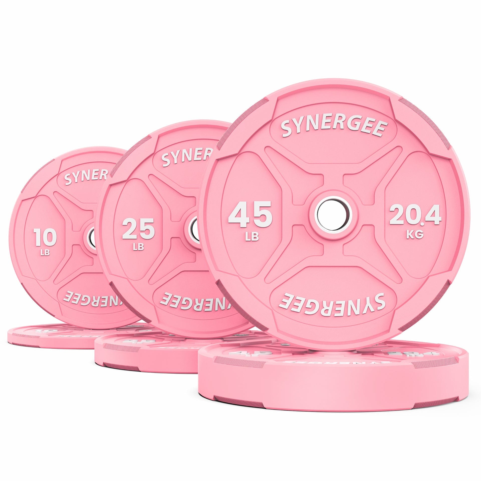 Synergee Bumper Plates 160lb Set Synergee Pink EZ Grip Bumper Plates
