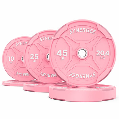 Synergee Bumper Plates 160lb Set Synergee Pink EZ Grip Bumper Plates