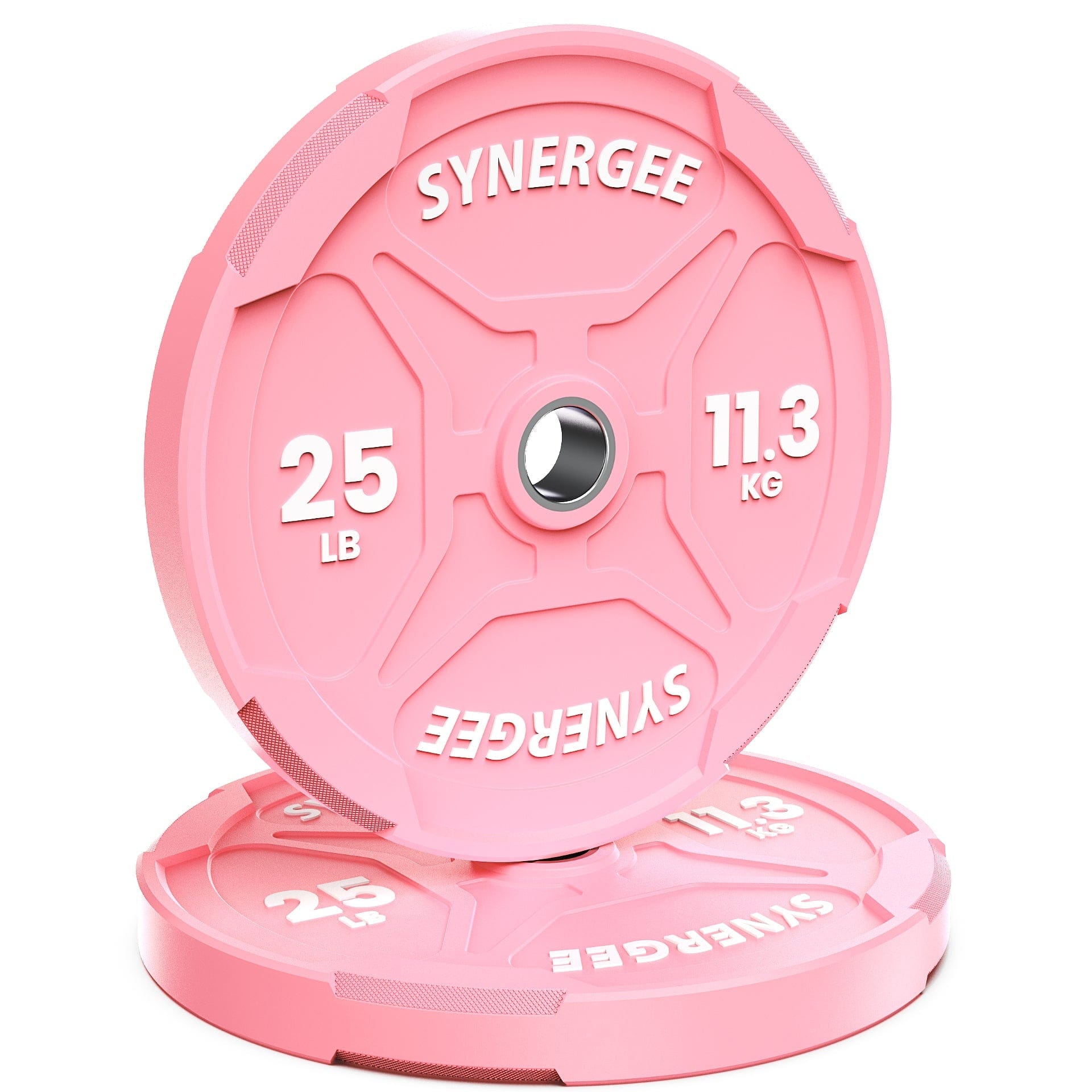 Synergee Bumper Plates 25lb Pair Synergee Pink EZ Grip Bumper Plates