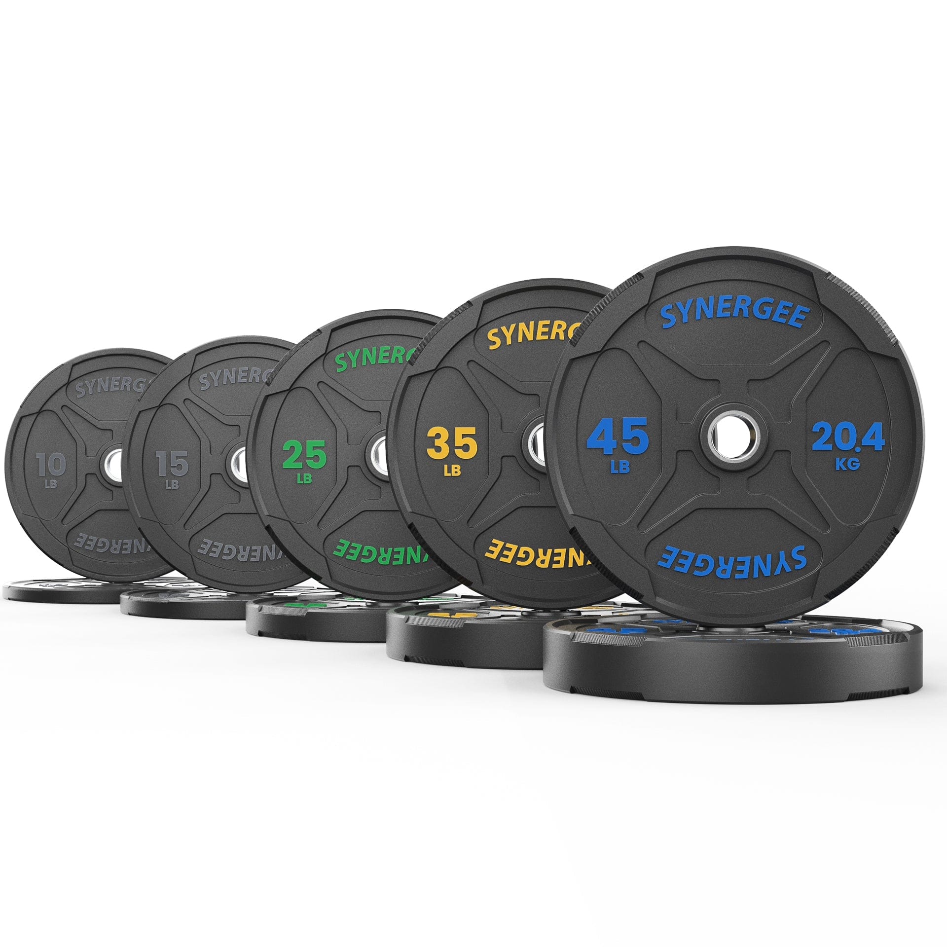 Synergee Bumper Plates 260lb Set Synergee EZ Grip Bumper Plates