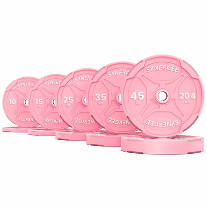 Synergee Bumper Plates 260lb Set Synergee Pink EZ Grip Bumper Plates