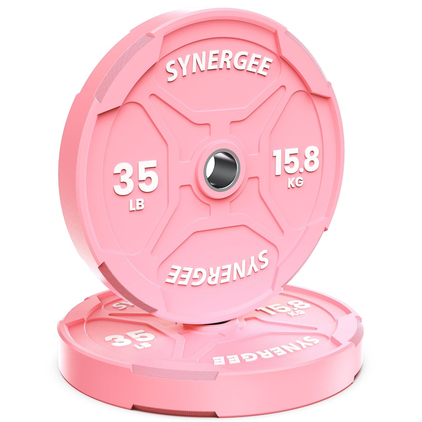 Synergee Bumper Plates 35lb Pair Synergee Pink EZ Grip Bumper Plates