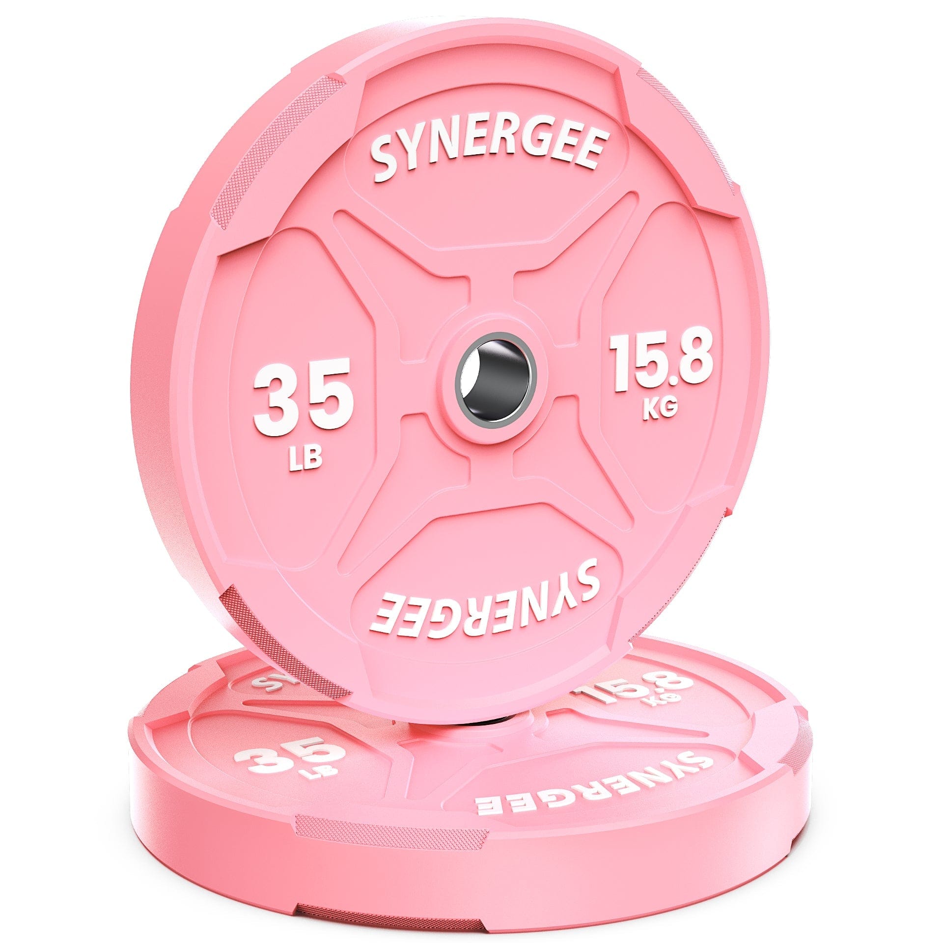 Synergee Bumper Plates 35lb Pair Synergee Pink EZ Grip Bumper Plates