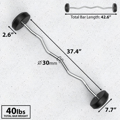 Synergee Fixed Easy Curl Barbell - Grit Grind Strength