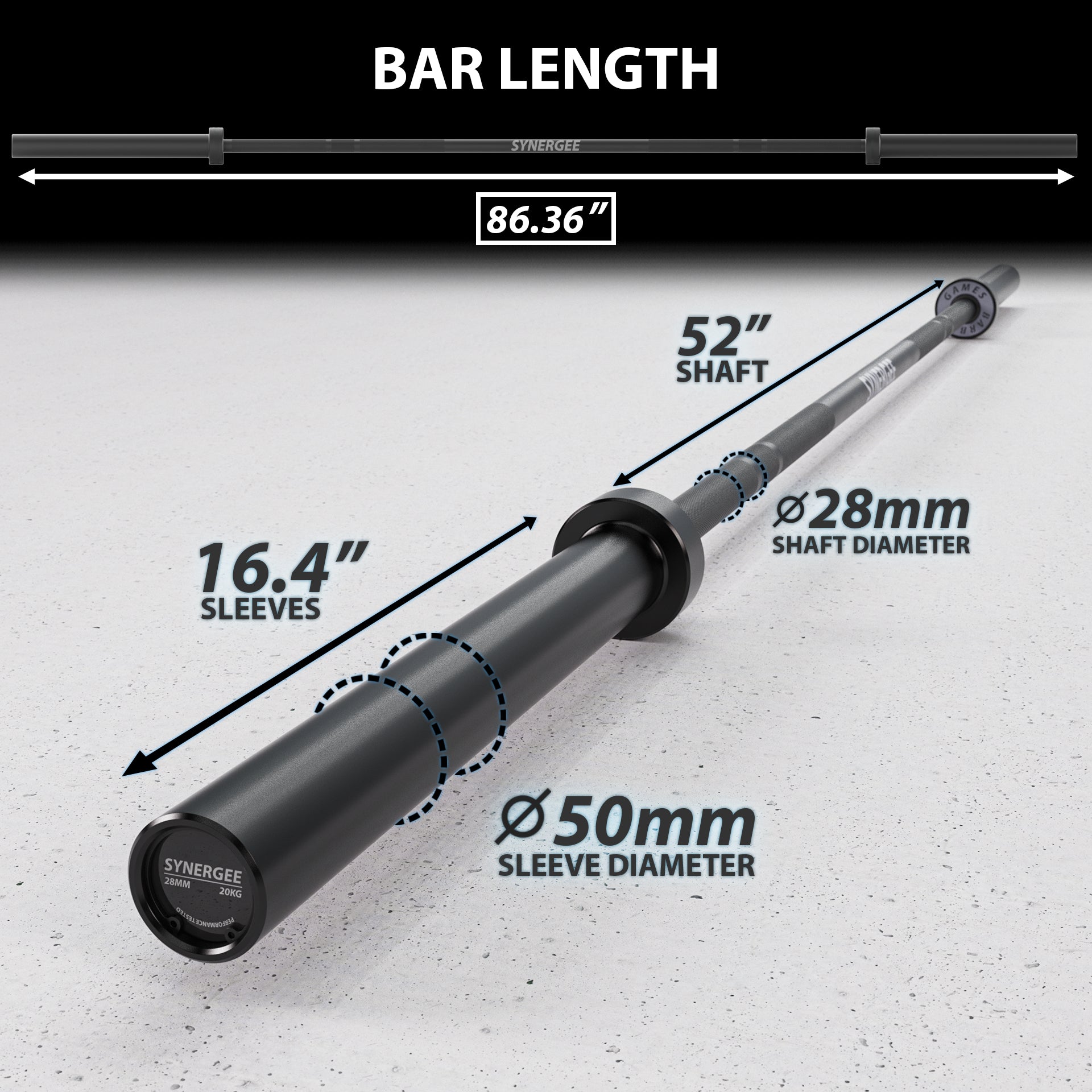 Synergee Games Barbell - Grit Grind Strength