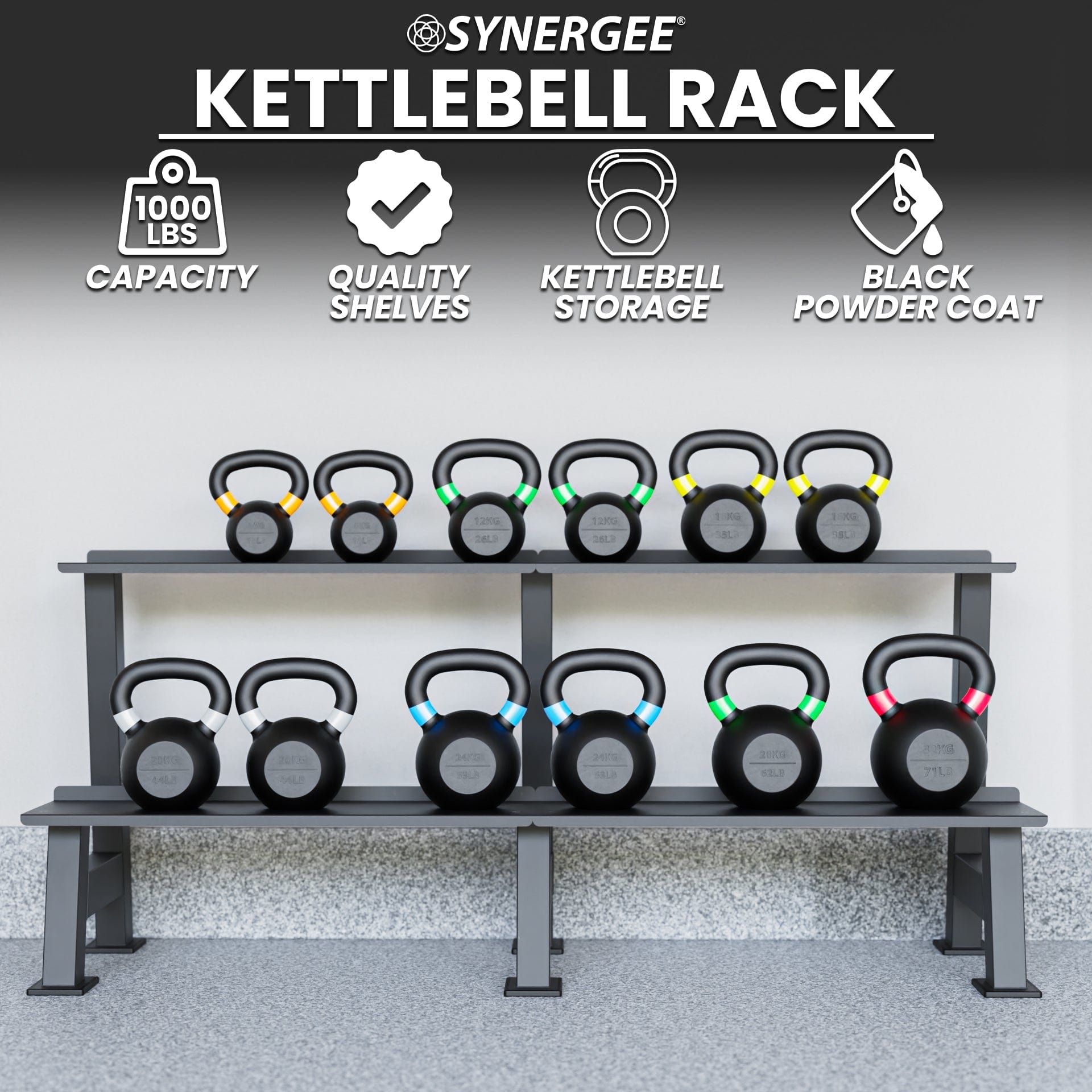 Synergee Kettlebell Storage Rack - Grit Grind Strength
