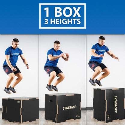 Synergee Non - Slip 3 - in - 1 Wood Plyo Boxes - Grit Grind Strength