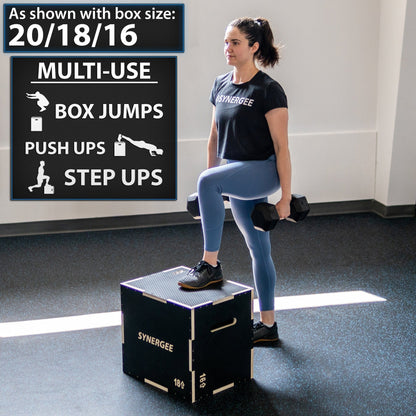 Synergee Non - Slip 3 - in - 1 Wood Plyo Boxes - Grit Grind Strength