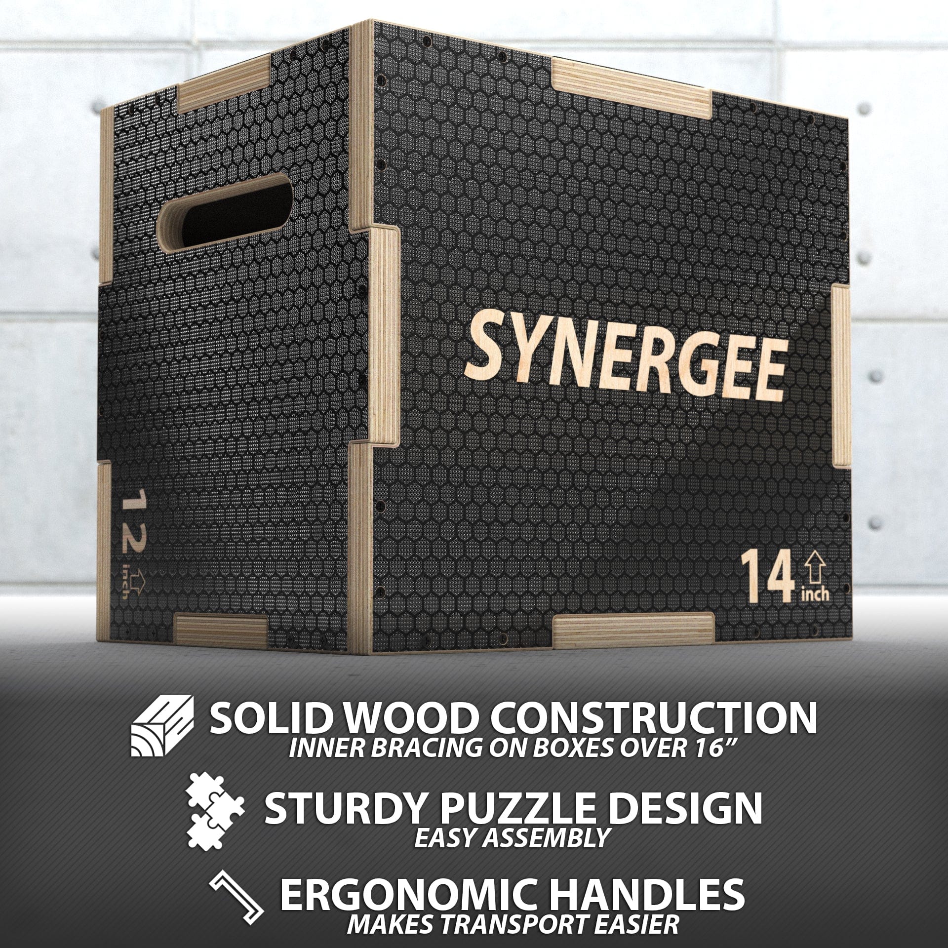 Synergee Non - Slip 3 - in - 1 Wood Plyo Boxes - Grit Grind Strength