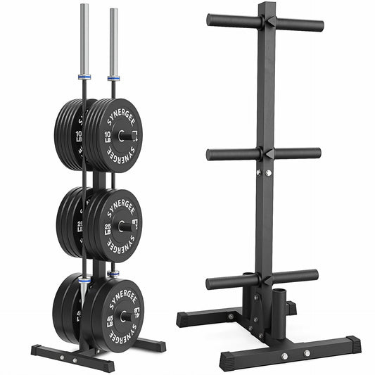 Synergee Olympic Weight Plate & Barbell Holder - Grit Grind Strength