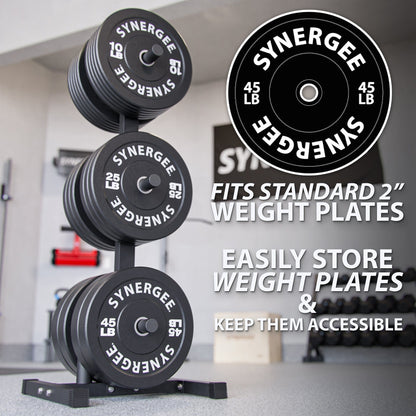 Synergee Olympic Weight Plate & Barbell Holder - Grit Grind Strength