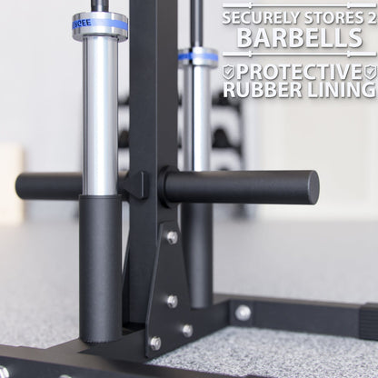 Synergee Olympic Weight Plate & Barbell Holder - Grit Grind Strength