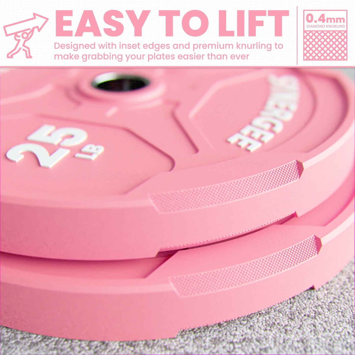 Synergee Pink EZ Grip Bumper Plates - Grit Grind Strength