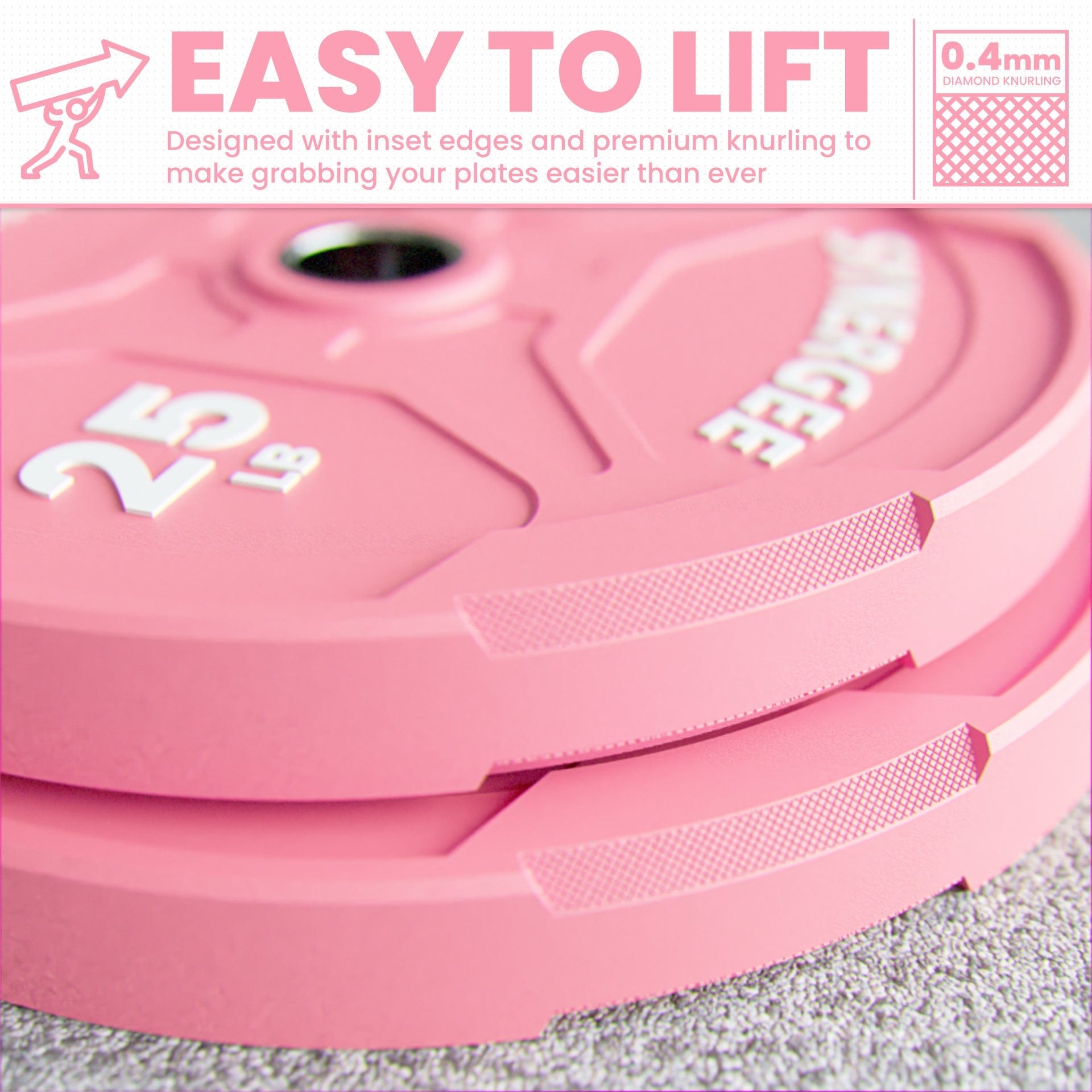 Synergee Pink EZ Grip Bumper Plates - Grit Grind Strength