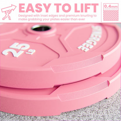 Synergee Pink EZ Grip Bumper Plates - Grit Grind Strength