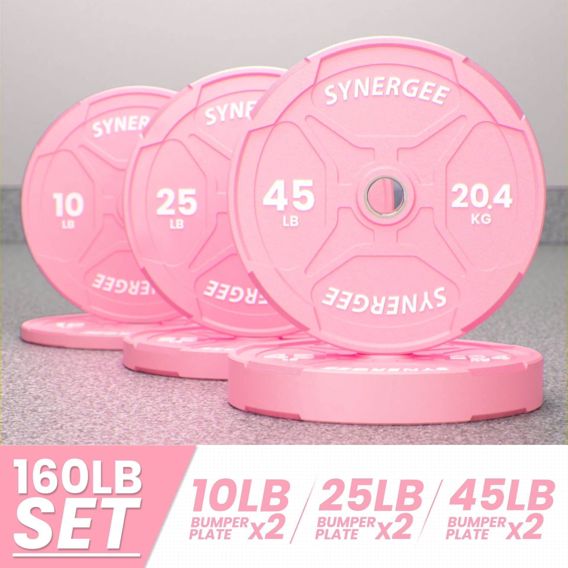 Synergee Pink EZ Grip Bumper Plates - Grit Grind Strength