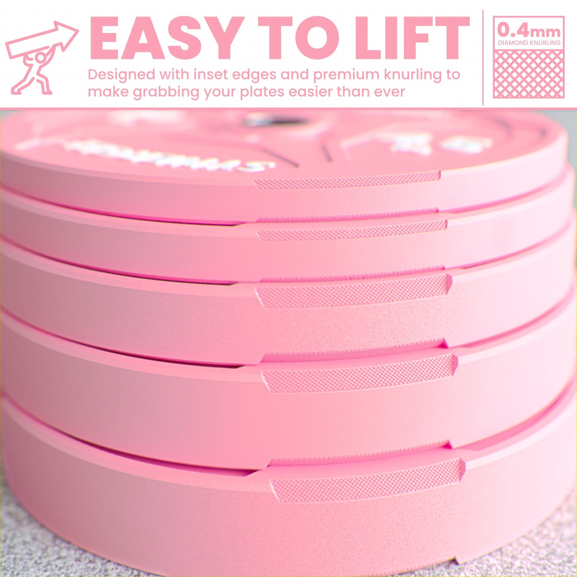 Synergee Pink EZ Grip Bumper Plates - Grit Grind Strength