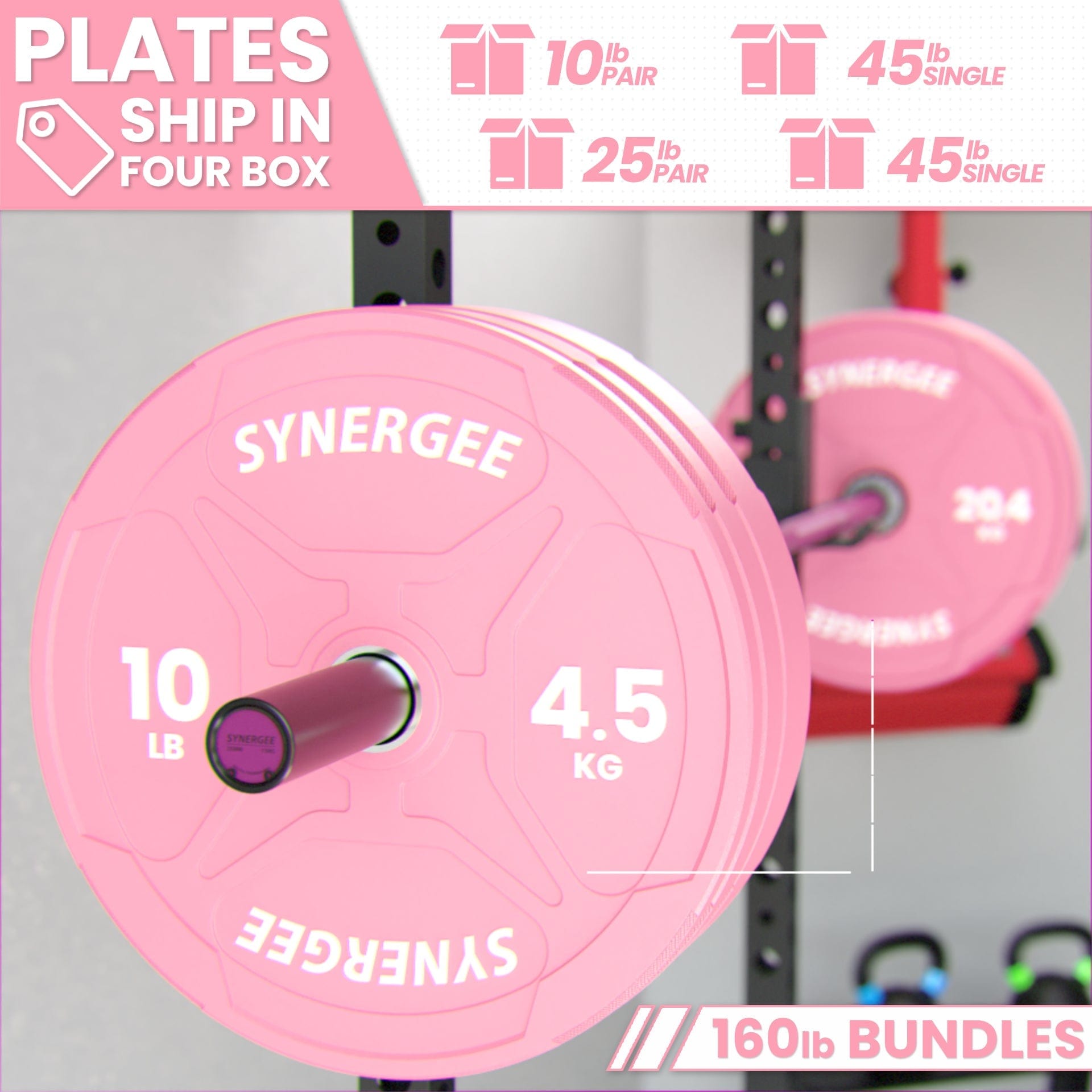 Synergee Pink EZ Grip Bumper Plates - Grit Grind Strength