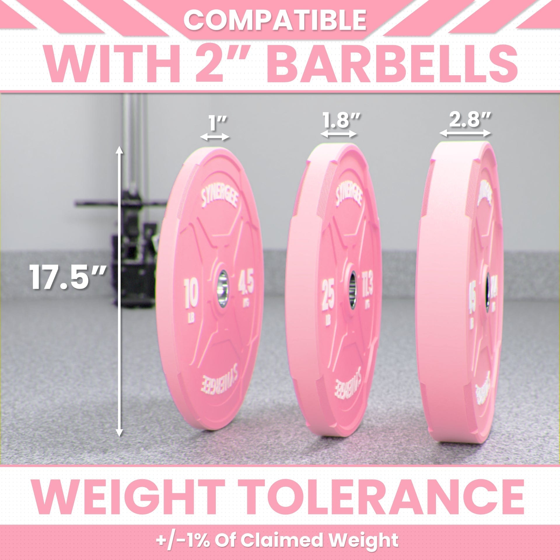 Synergee Pink EZ Grip Bumper Plates - Grit Grind Strength