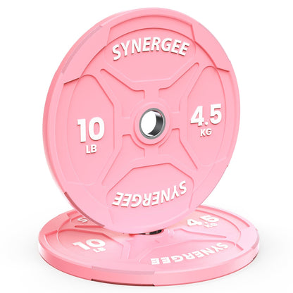 Synergee Pink EZ Grip Bumper Plates - Grit Grind Strength