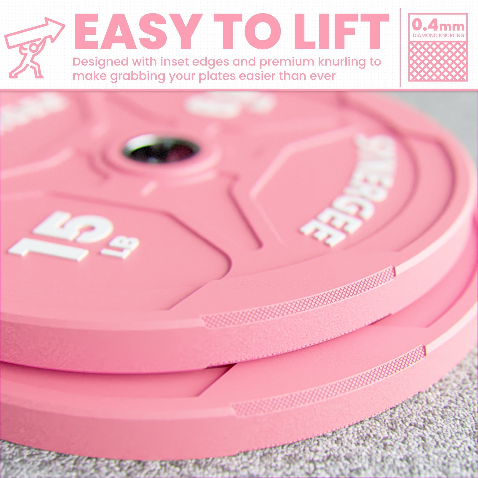 Synergee Pink EZ Grip Bumper Plates - Grit Grind Strength