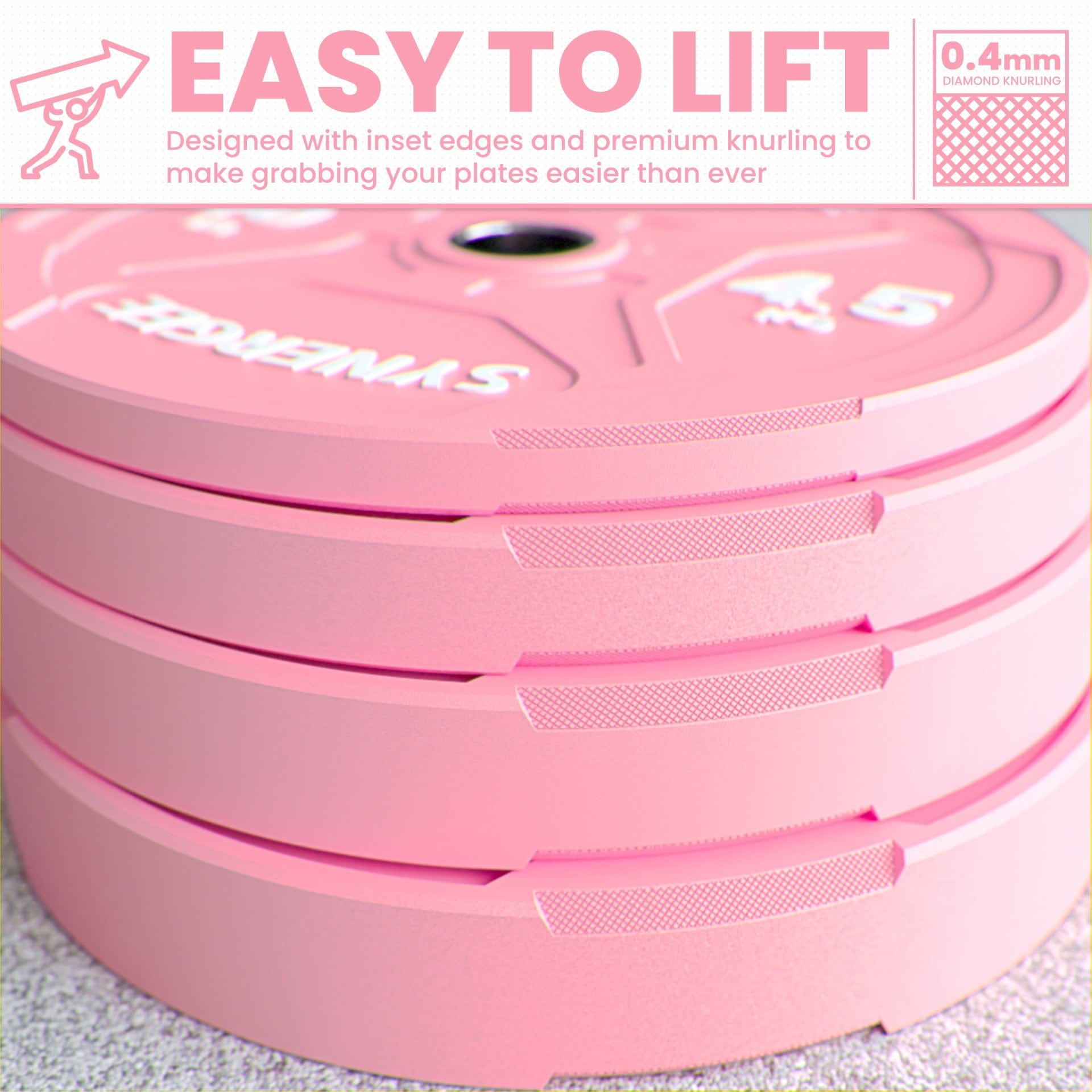 Synergee Pink EZ Grip Bumper Plates - Grit Grind Strength