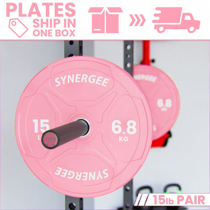 Synergee Pink EZ Grip Bumper Plates - Grit Grind Strength